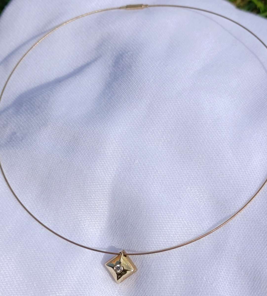 Antique 9ct Gold Diamond Cable Necklace