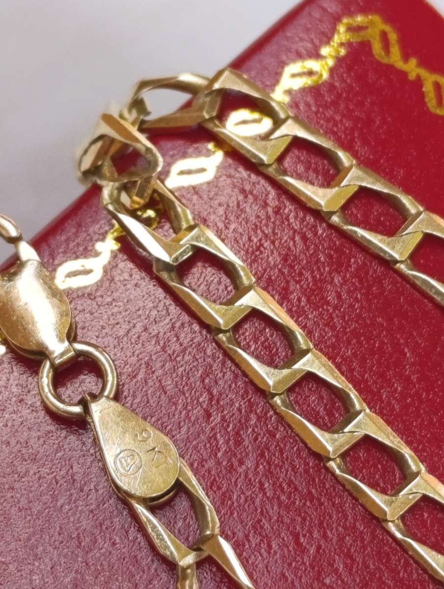 9ct Gold 4MM Square Link Mens Vintage Bracelet