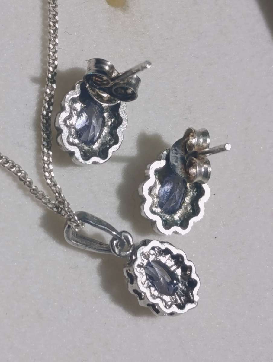 Sterling Diamond Tanzanite Jewel Set