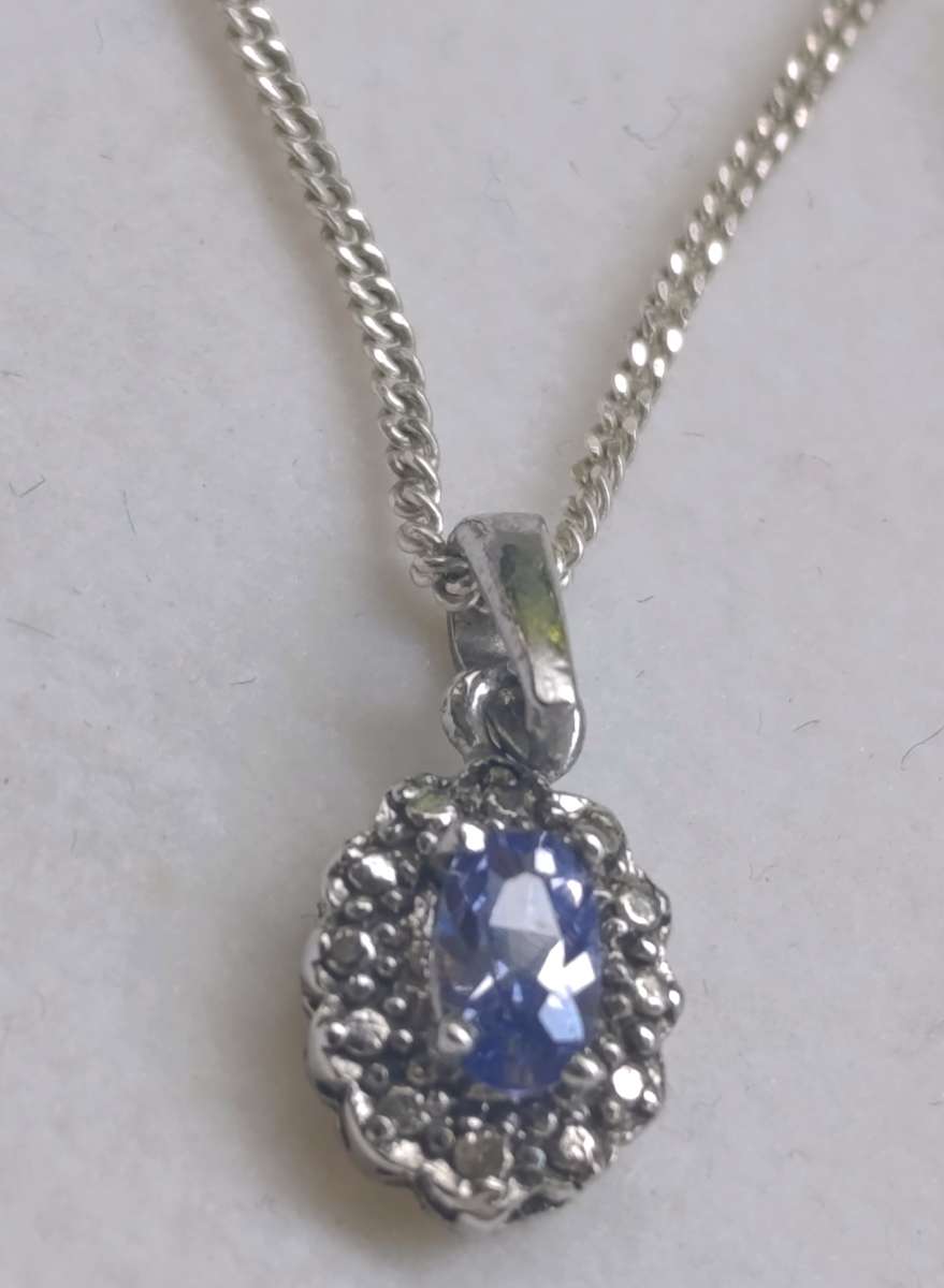 Sterling Diamond Tanzanite Jewel Set