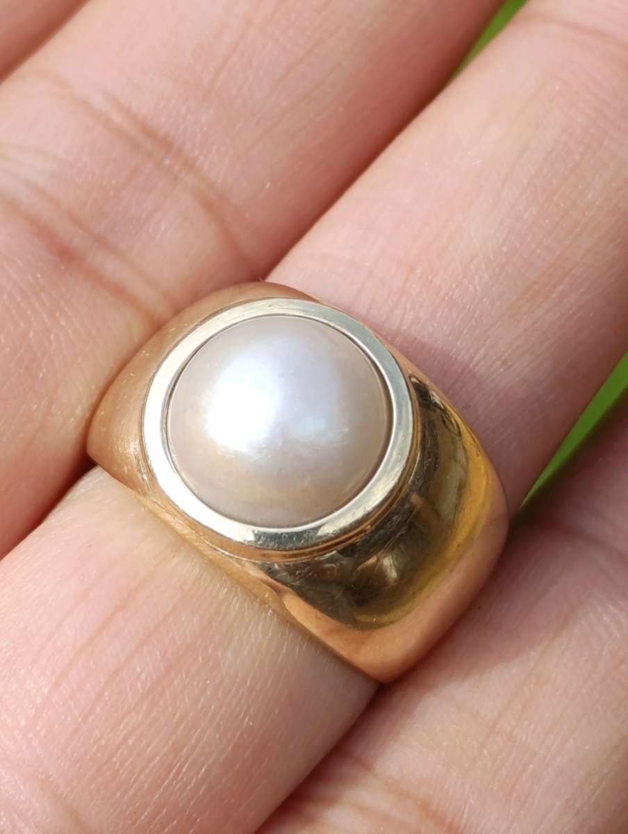 9ct Gold Vintage Mabe Pearl Ring