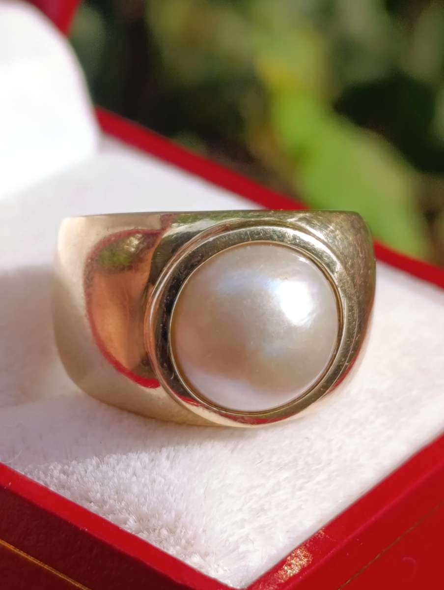 9ct Gold Vintage Mabe Pearl Ring