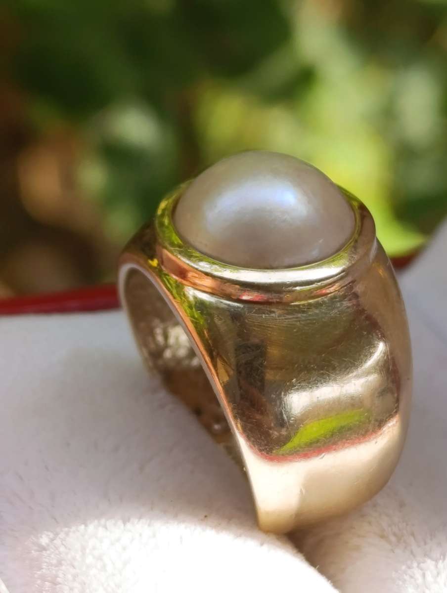 9ct Gold Vintage Mabe Pearl Ring