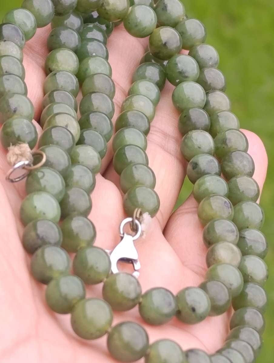 Vintage Jade Extra long Sterling Necklace