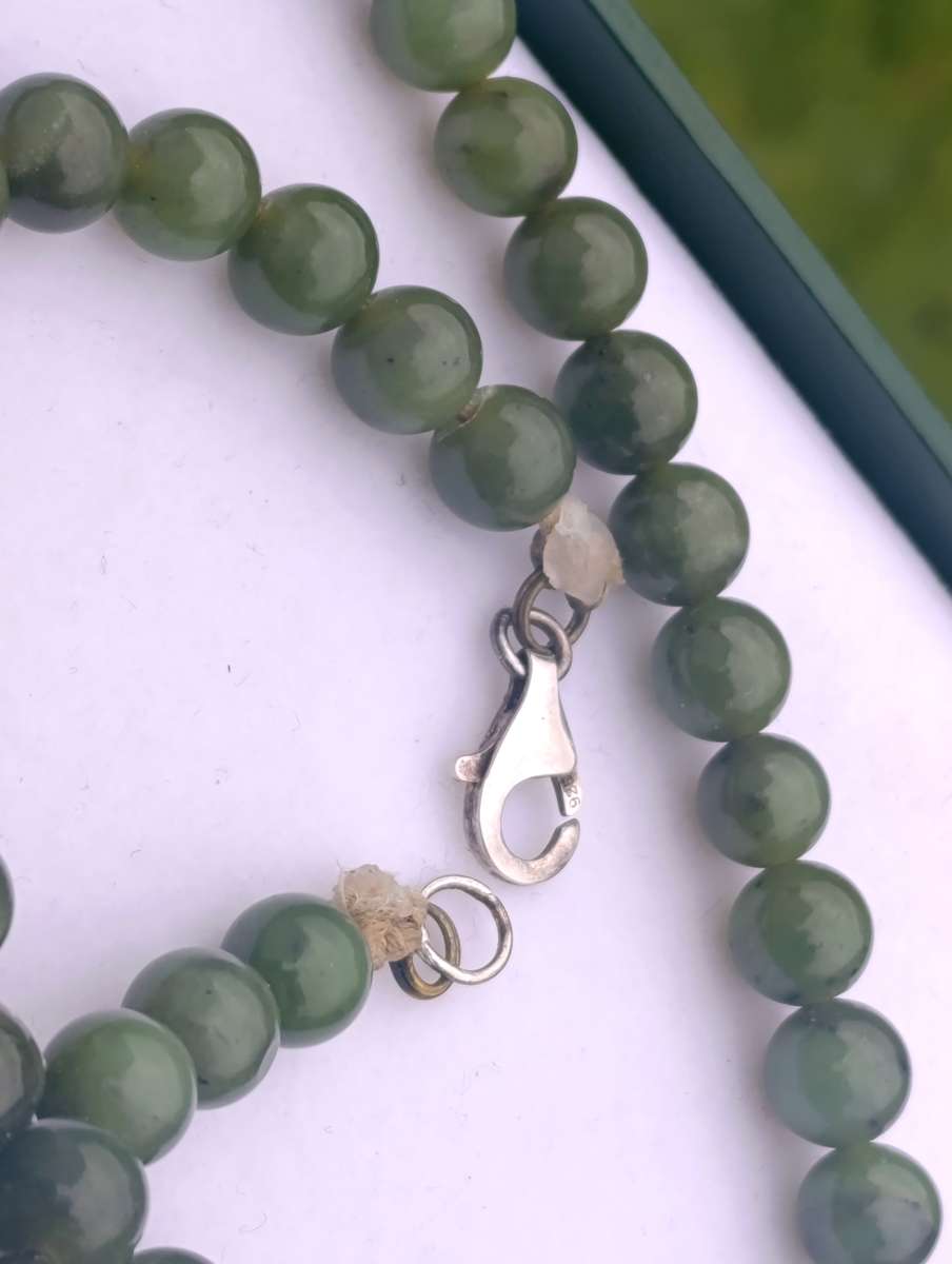 Vintage Jade Extra long Sterling Necklace