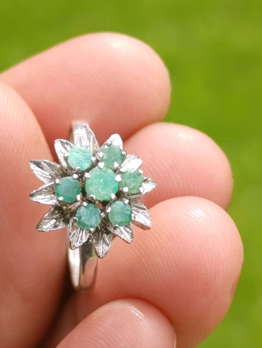 Estate Emerald Crown Princess Ring