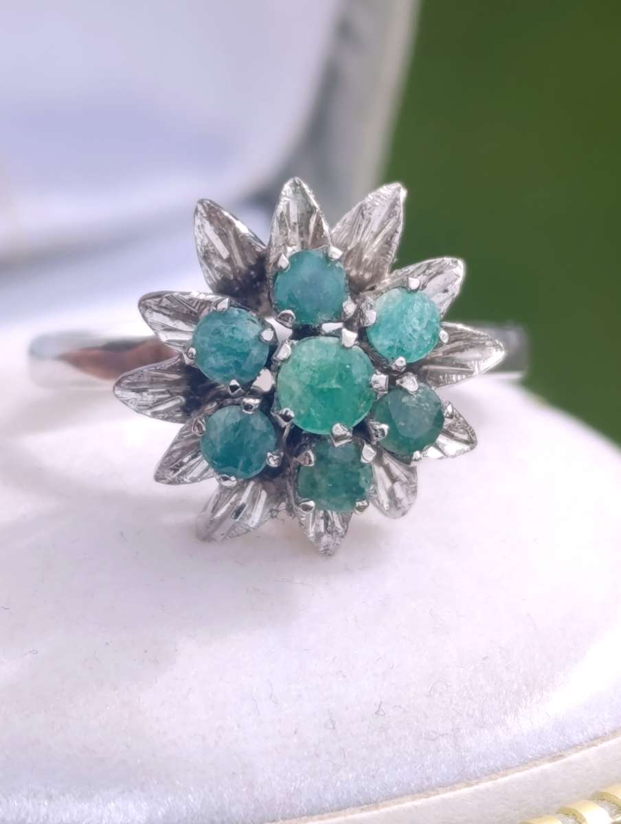 Estate Emerald Crown Princess Ring