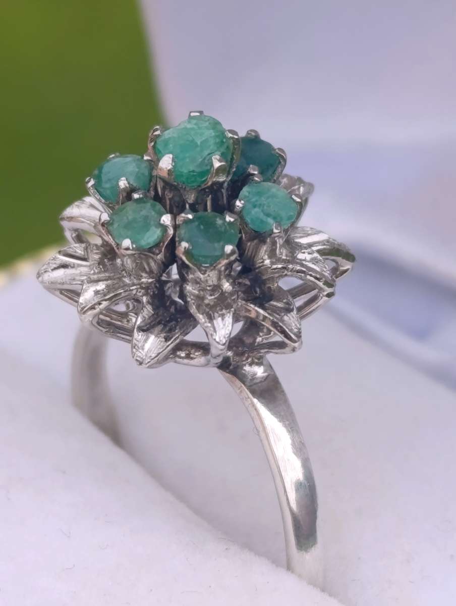 Estate Emerald Crown Princess Ring