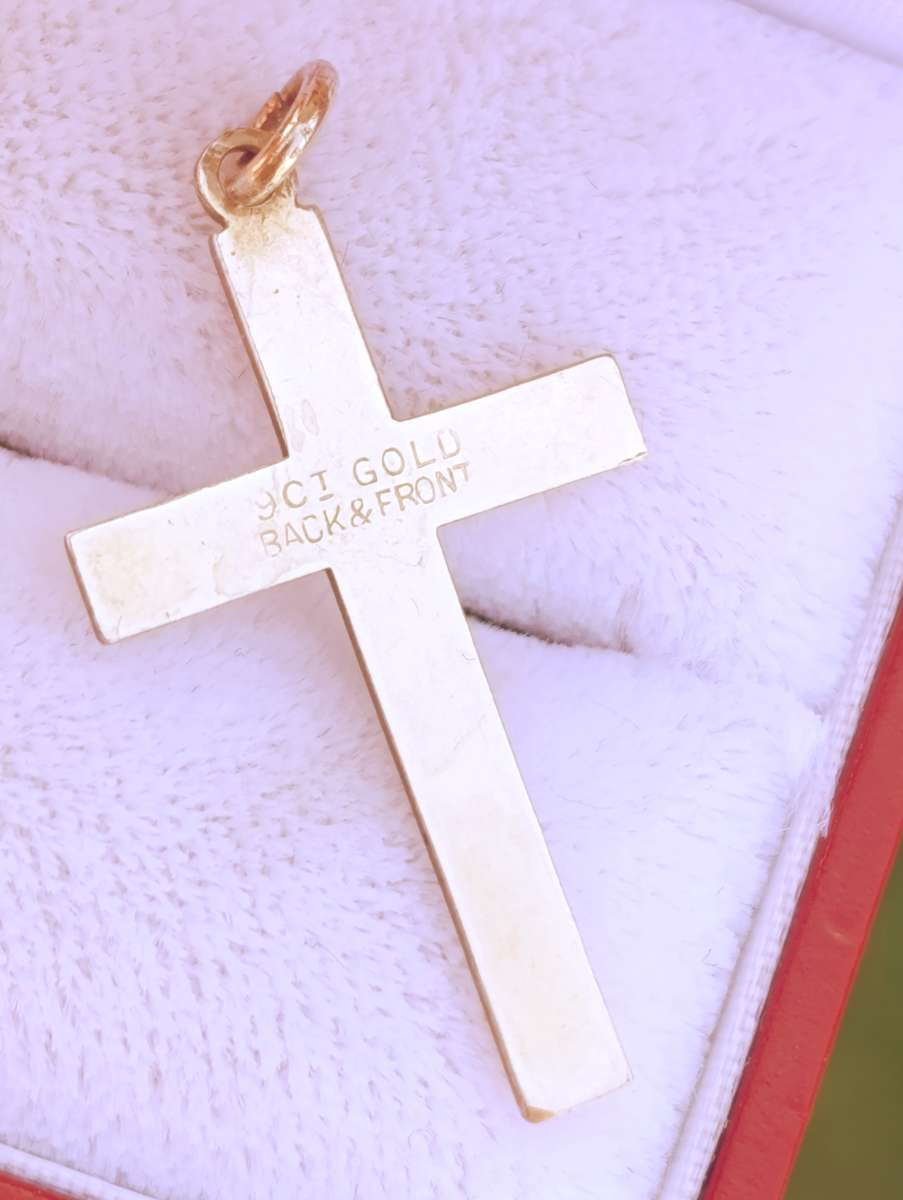 Vintage 9ct Gold Back & Front Cross Pendant