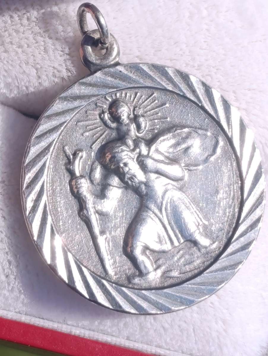 Hallmarked Large St.Christopher Pendant