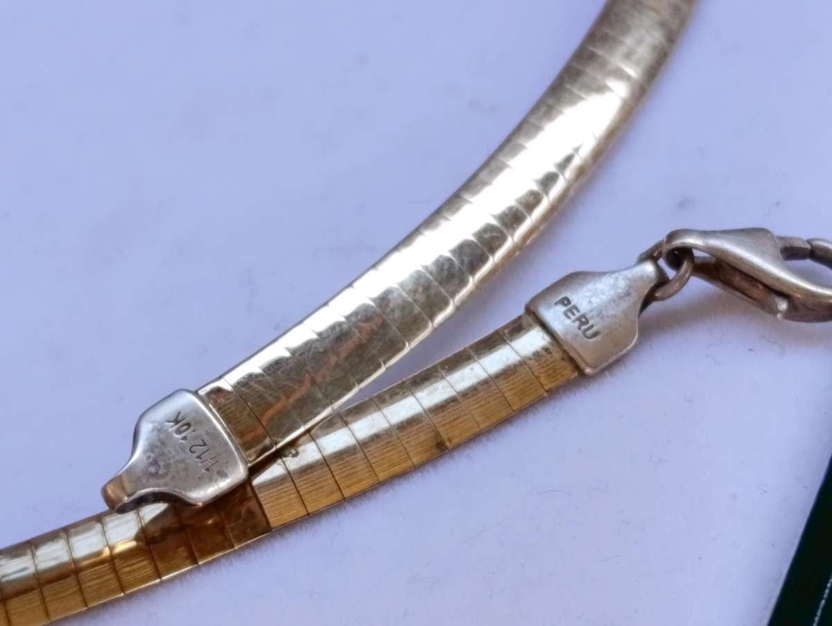 Vintage 1/12 10K Gold Flat Snake Necklace