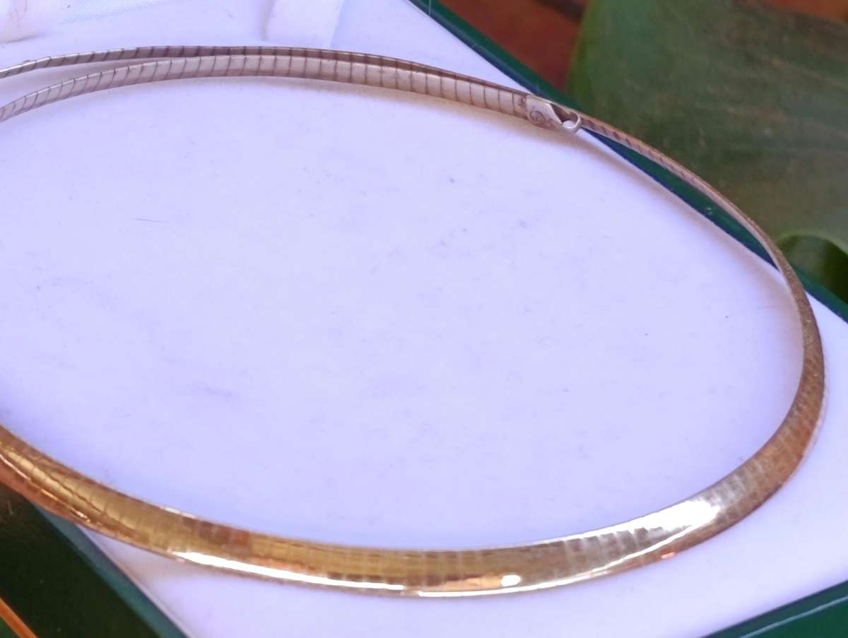 Vintage 1/12 10K Gold Flat Snake Necklace