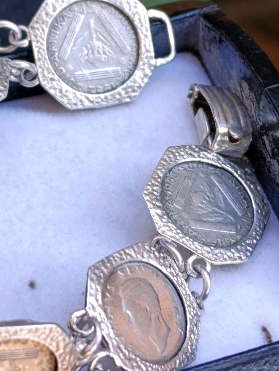 Sterling Vintage Tickey Coin Bracelet