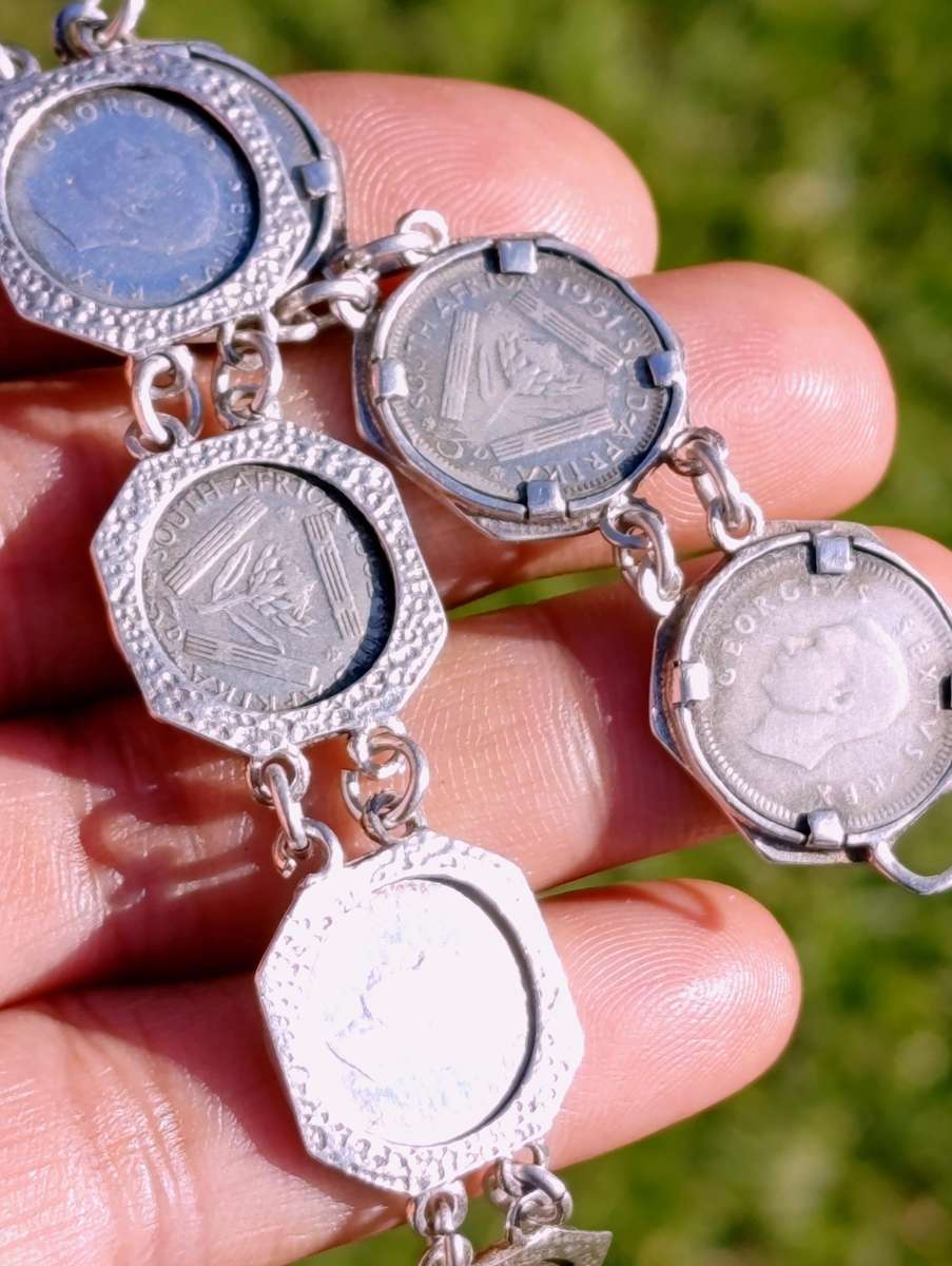 Sterling Vintage Tickey Coin Bracelet