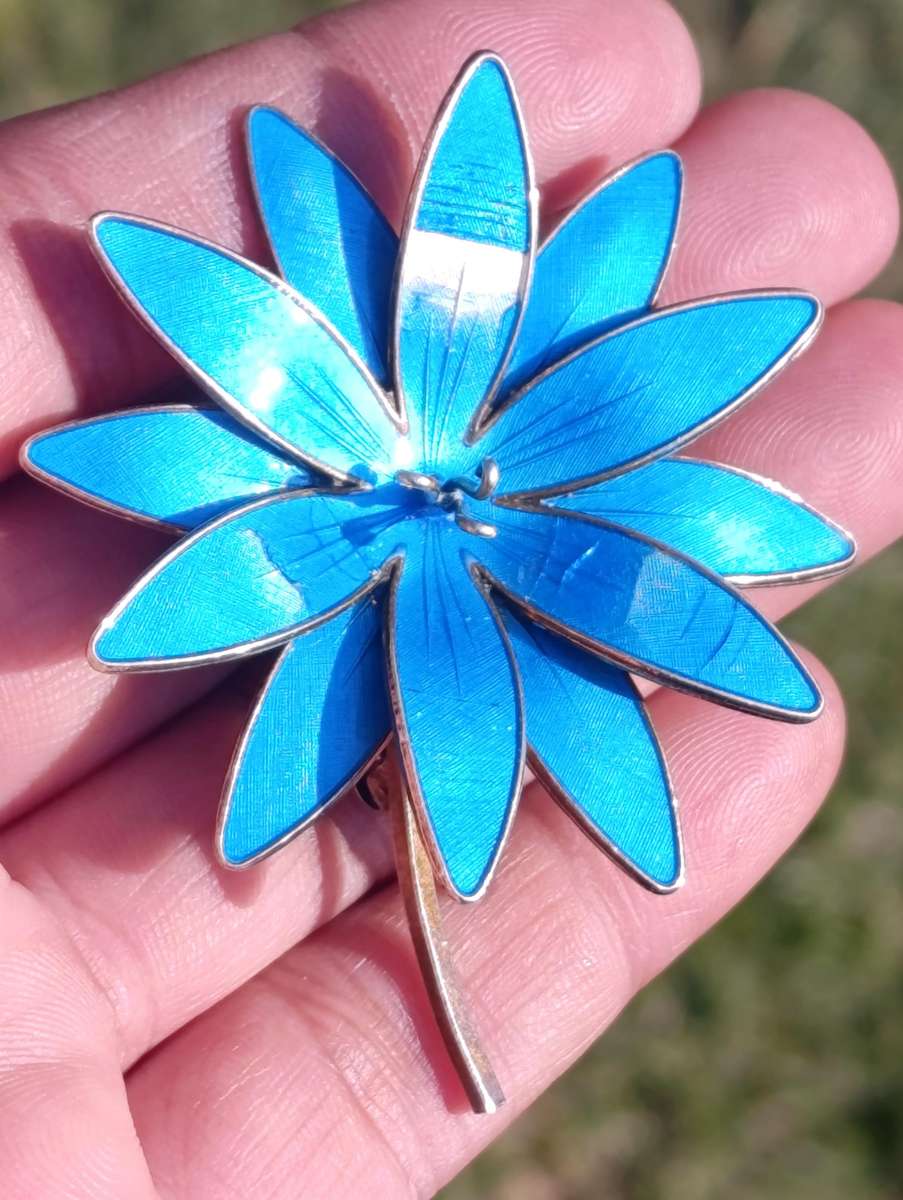 Norway Large Sterling Flower Brooch