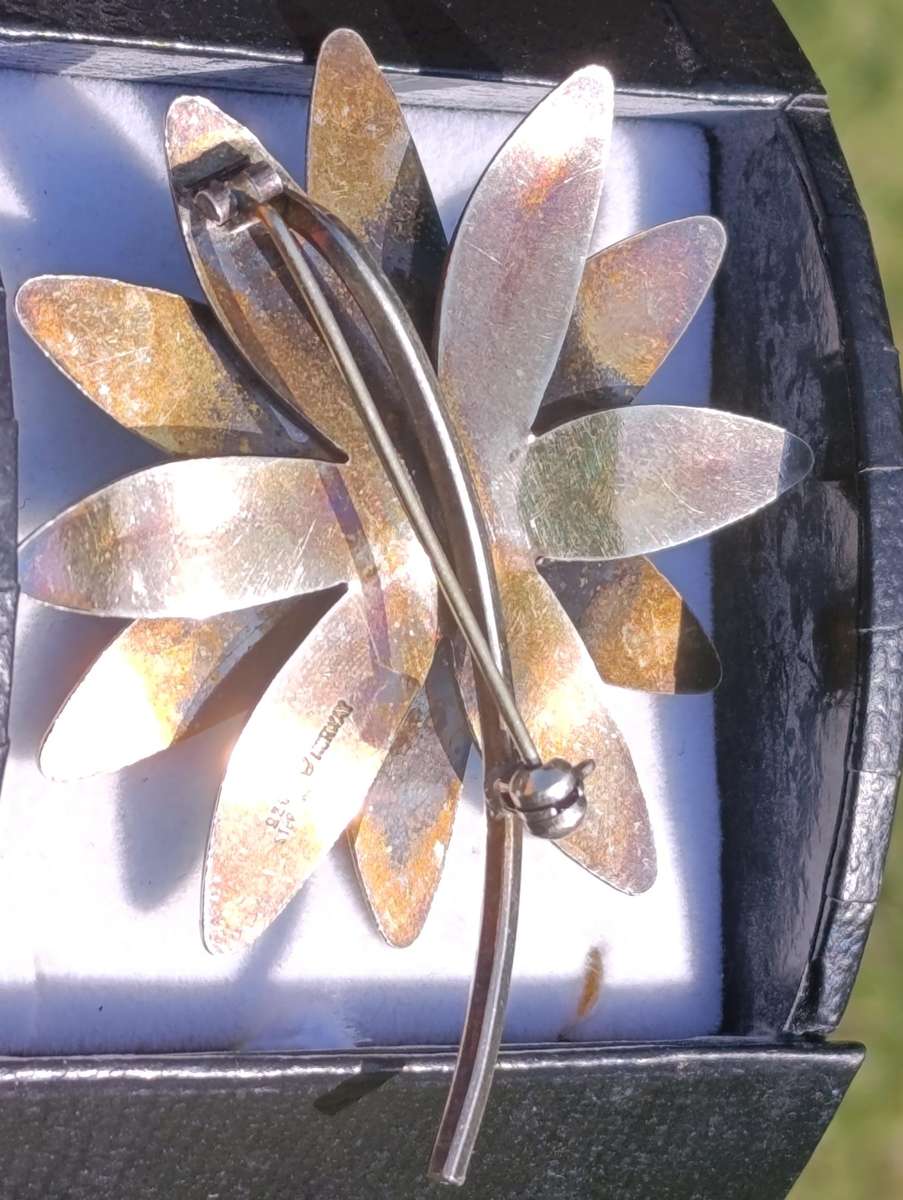 Norway Large Sterling Flower Brooch
