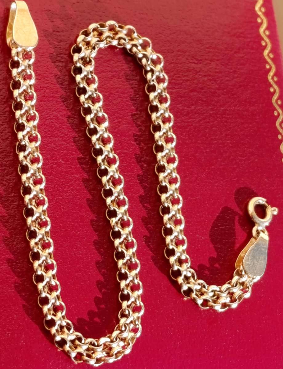 9ct Gold 4MM Double Rolo Vintage Bracelet