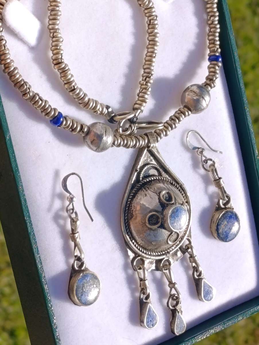 Vintage Lapis Lazuli Tribal Necklace Set