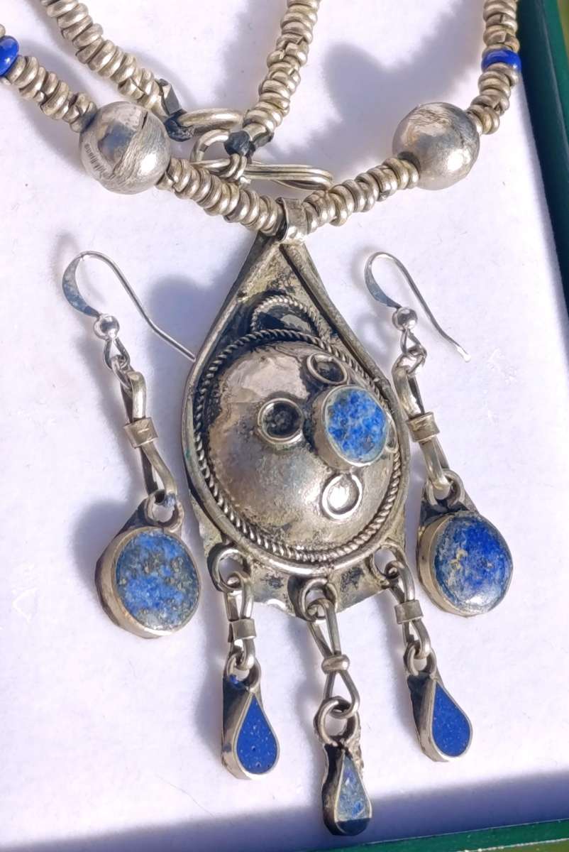 Vintage Lapis Lazuli Tribal Necklace Set