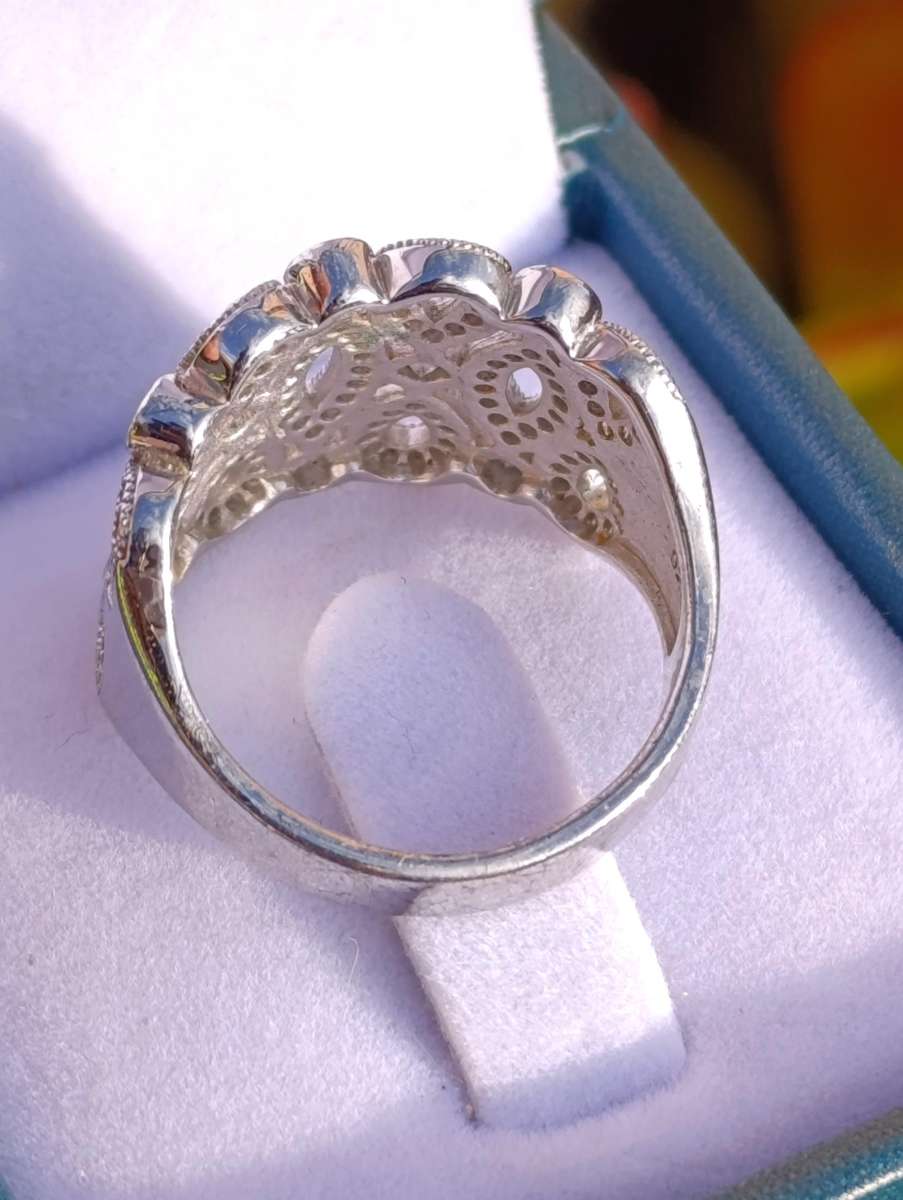 Sterling Vintage Wide Band Studded Ring