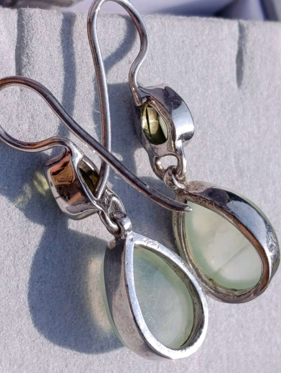 Sterling Dual Gemstone Drop Earrings