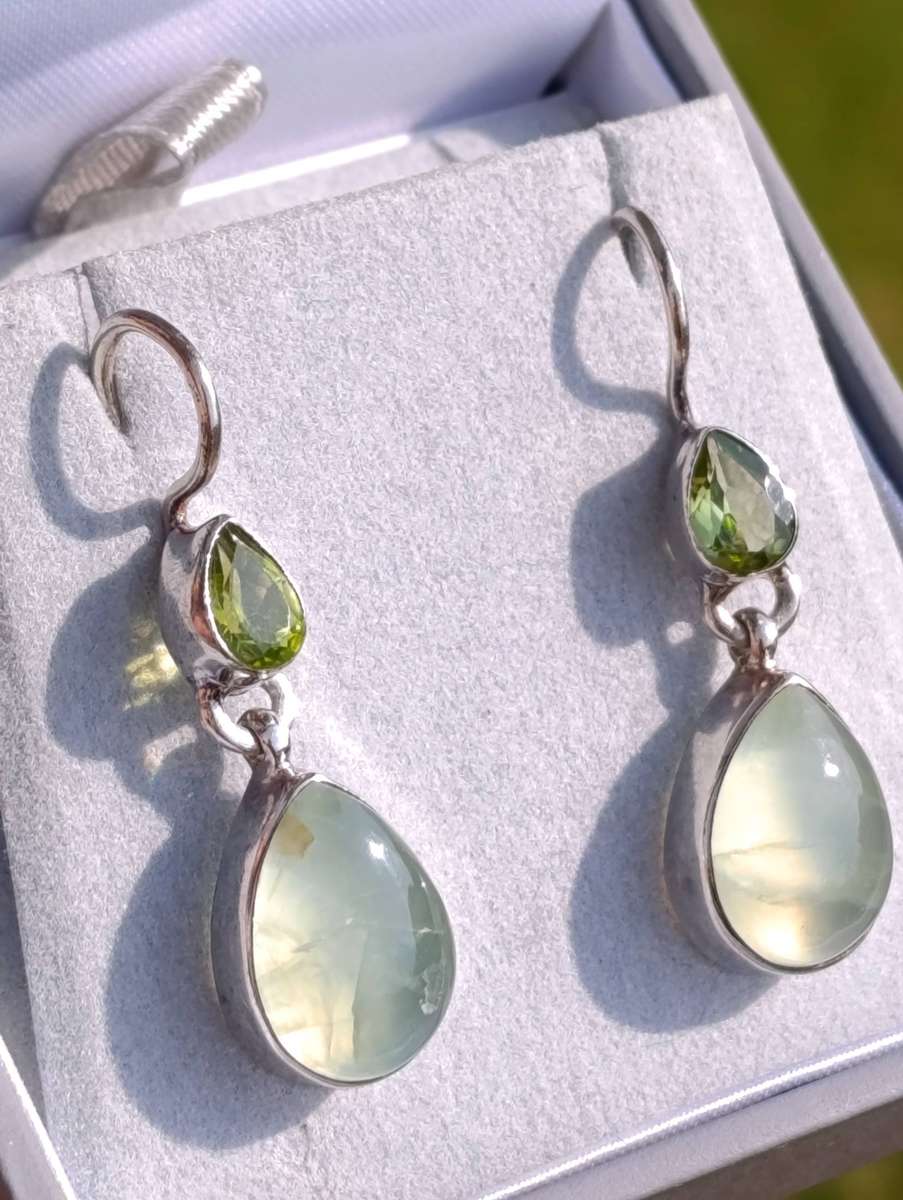 Sterling Dual Gemstone Drop Earrings