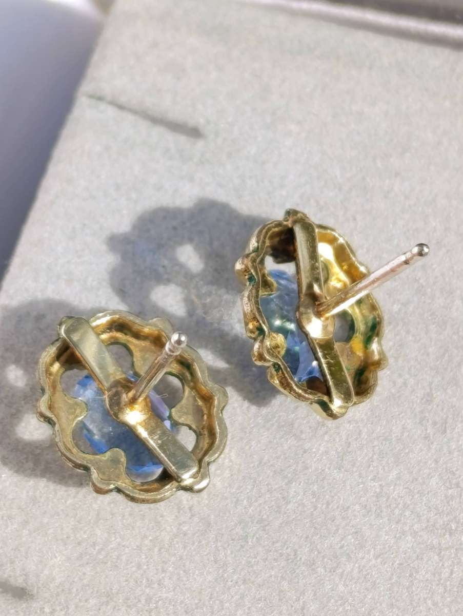 14ct Rolled Gold Blue Topaz Earrings