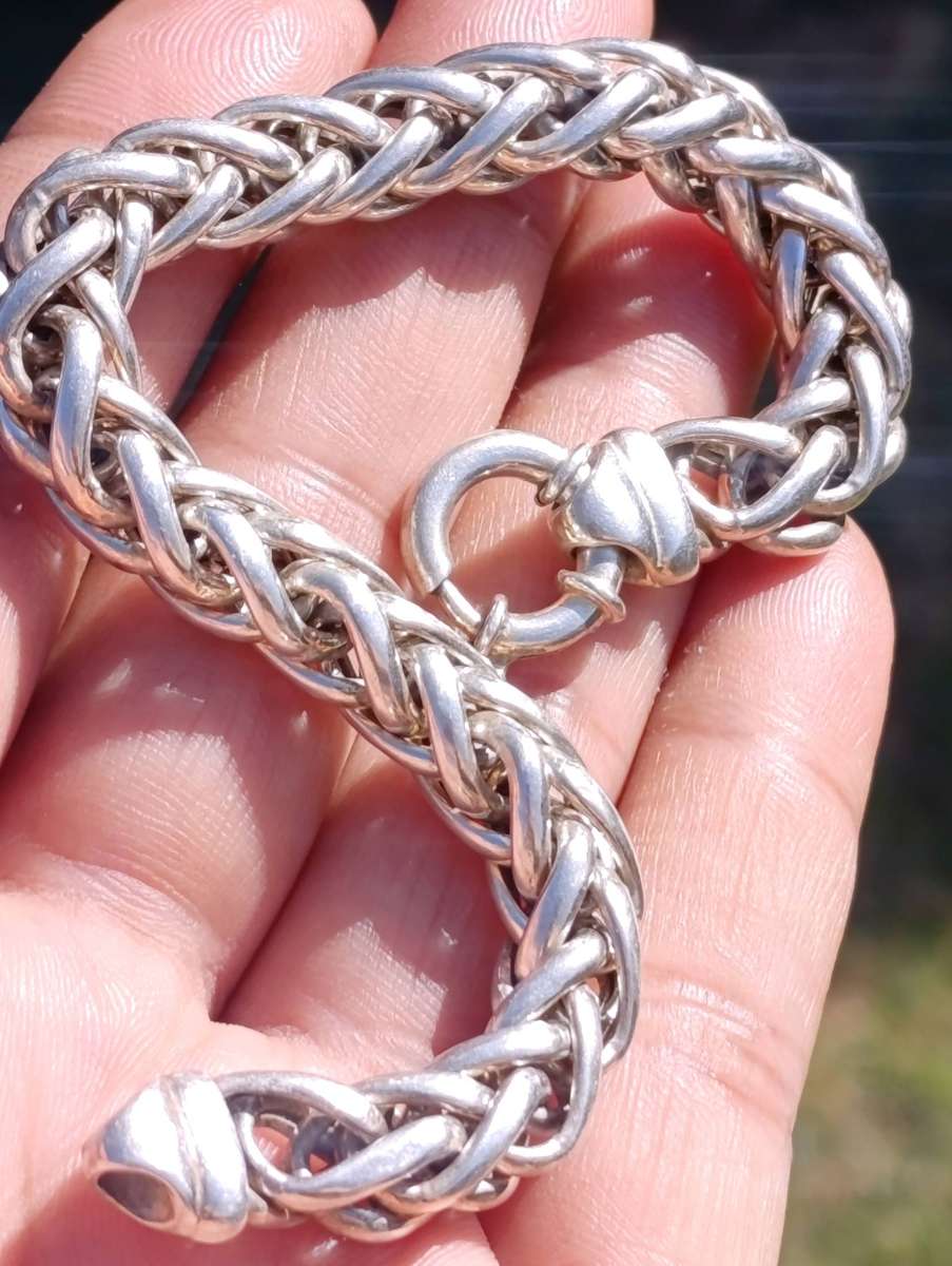 Sterling Signoretti Vintage 1CM Wheat Link Bracelet