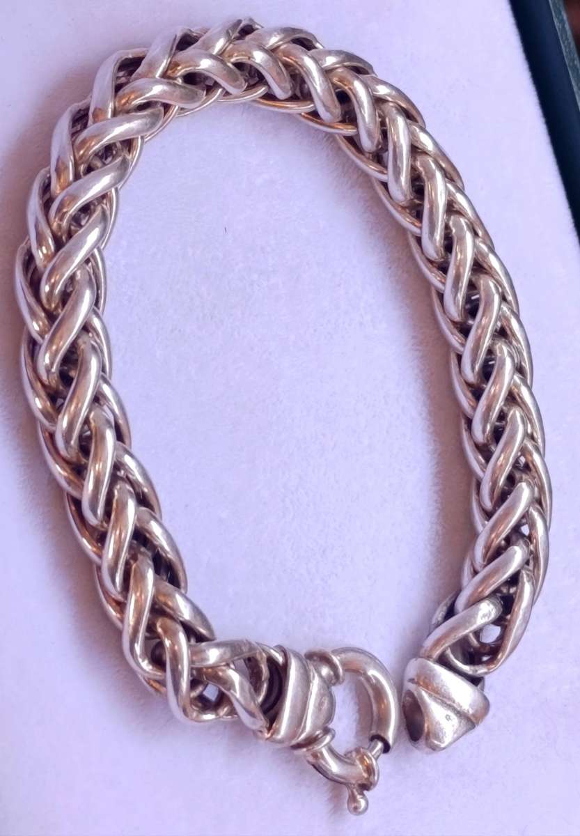 Sterling Signoretti Vintage 1CM Wheat Link Bracelet