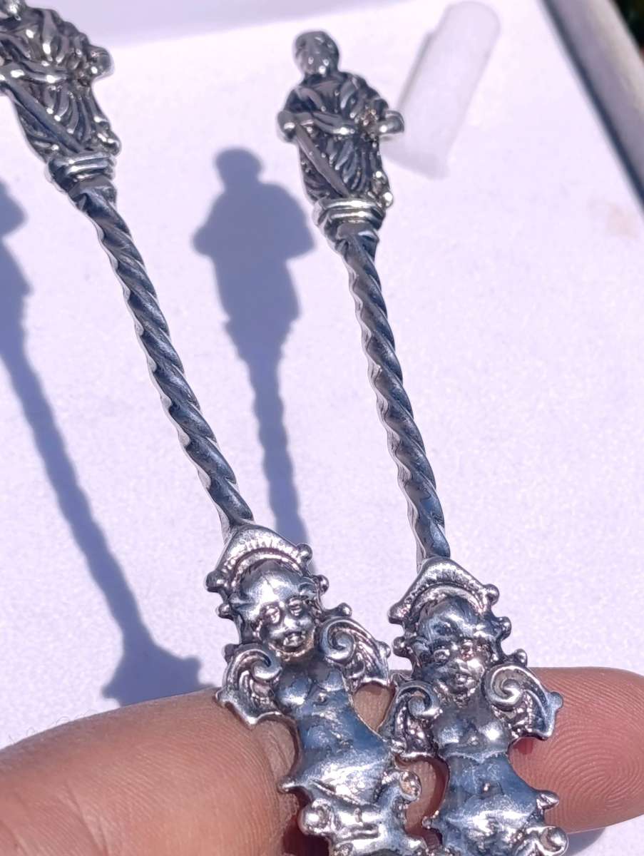 Rare Antique Sterling Large Hallmarked Apostle Spoons