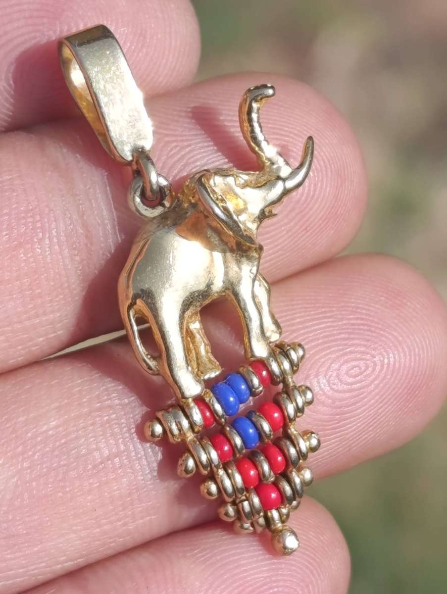 Designer Gold on Sterling Elephant Pendant