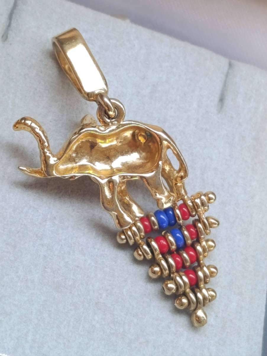 Designer Gold on Sterling Elephant Pendant