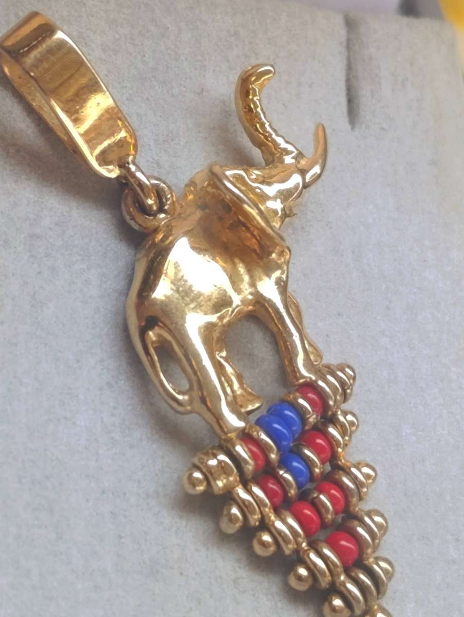 Designer Gold on Sterling Elephant Pendant