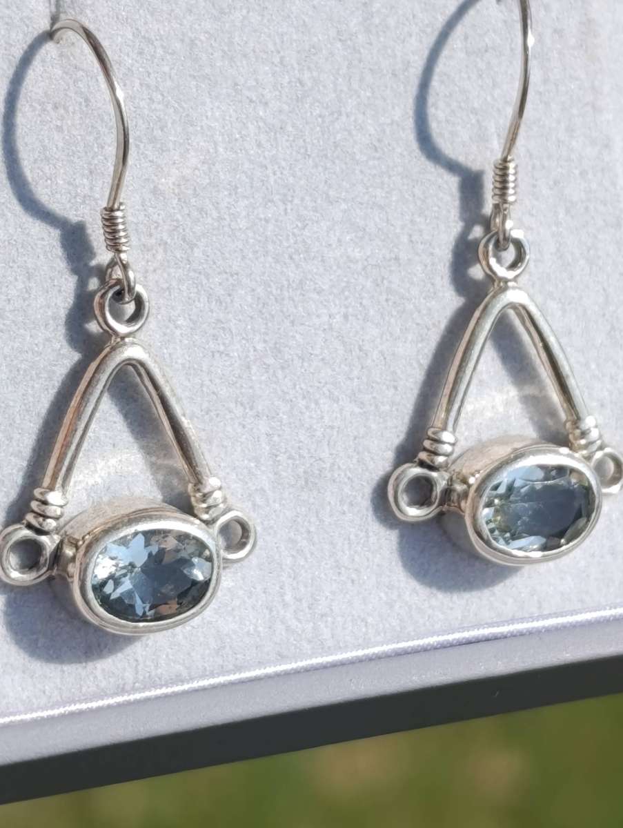 Sterling Vintage Light Blue Gemstone Earrings