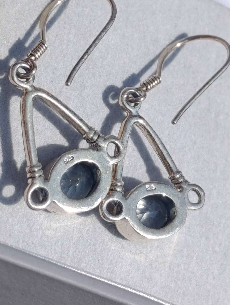 Sterling Vintage Light Blue Gemstone Earrings
