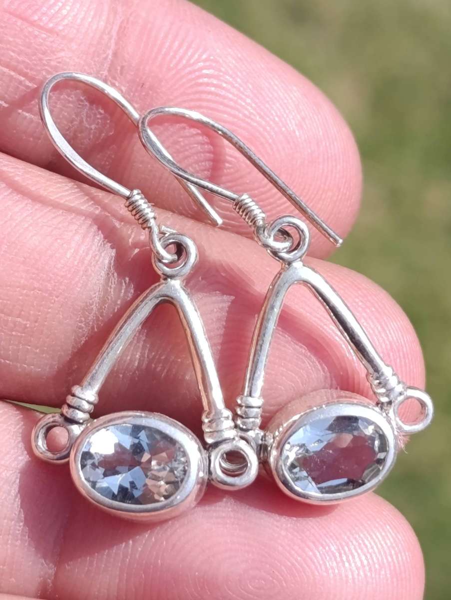 Sterling Vintage Light Blue Gemstone Earrings