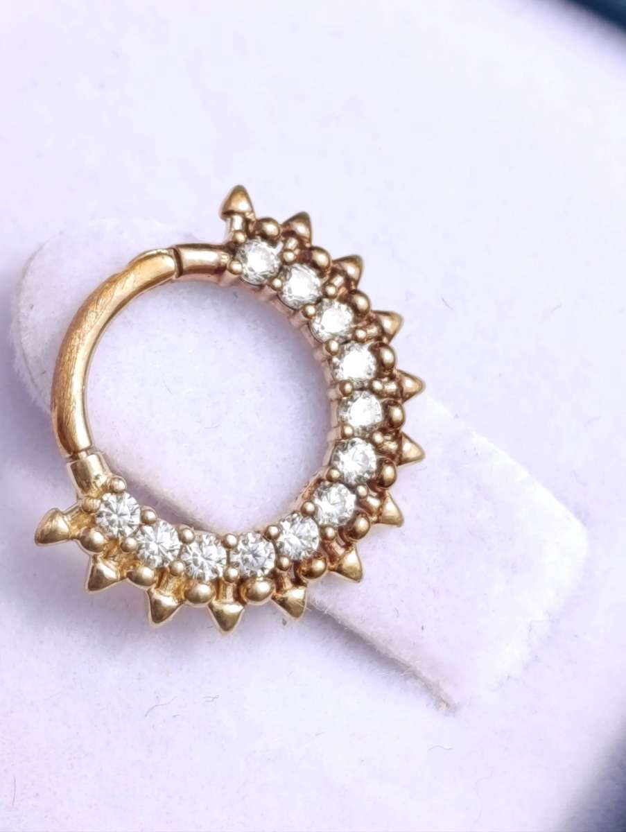 14ct Gold Piercing Studded Hoop