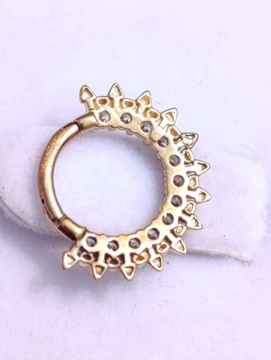 14ct Gold Piercing Studded Hoop