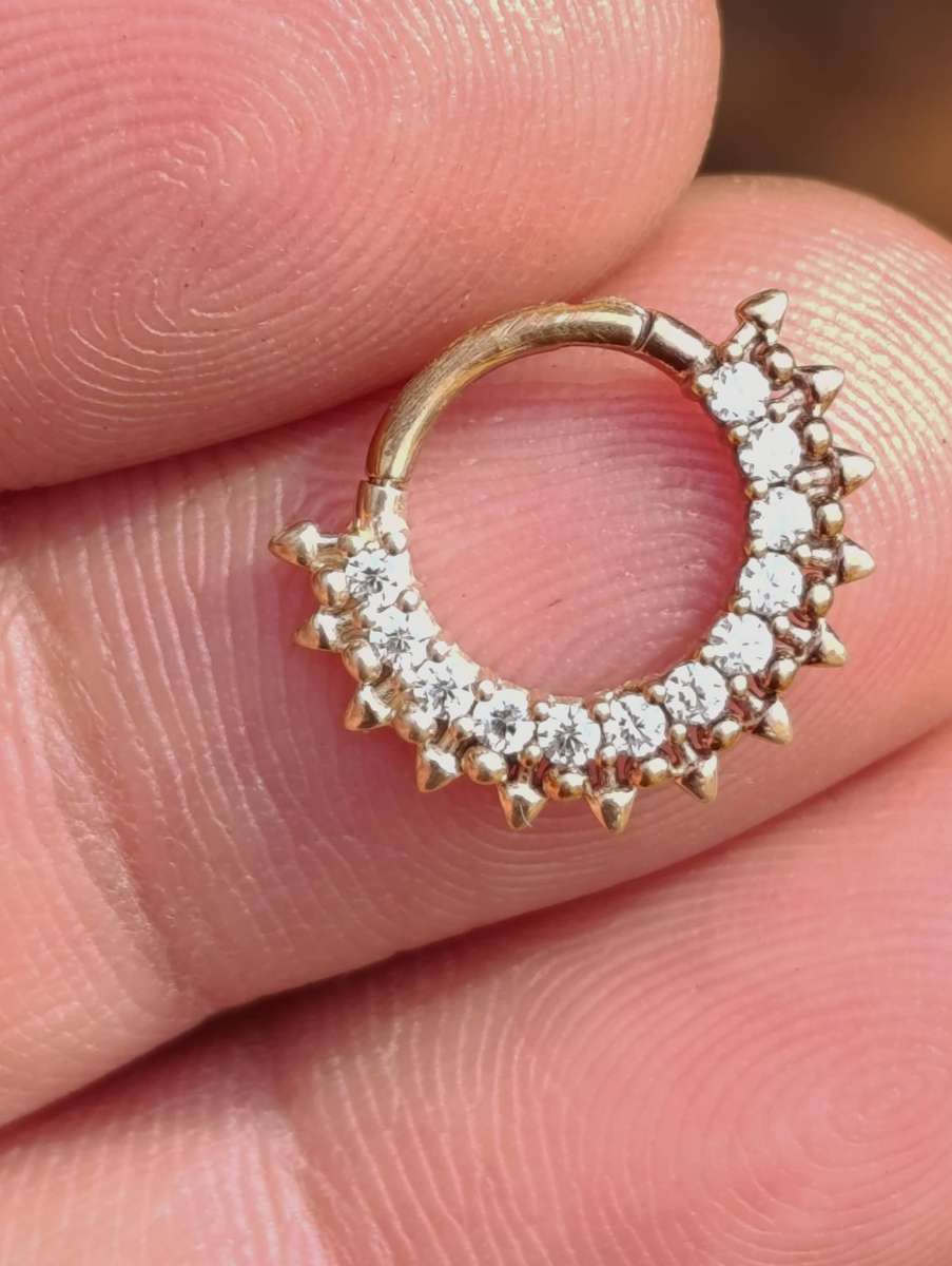 14ct Gold Piercing Studded Hoop