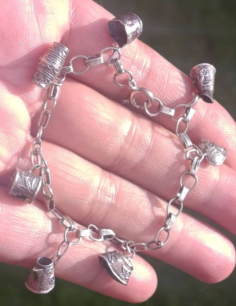 Antique Sterling Rare Bookchain Charm Bracelet