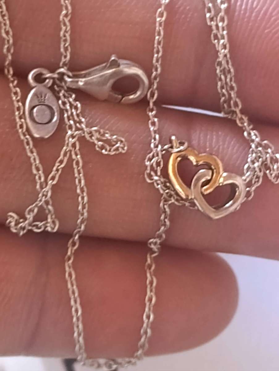 Pandora Gold&Silver Double Heart Necklace