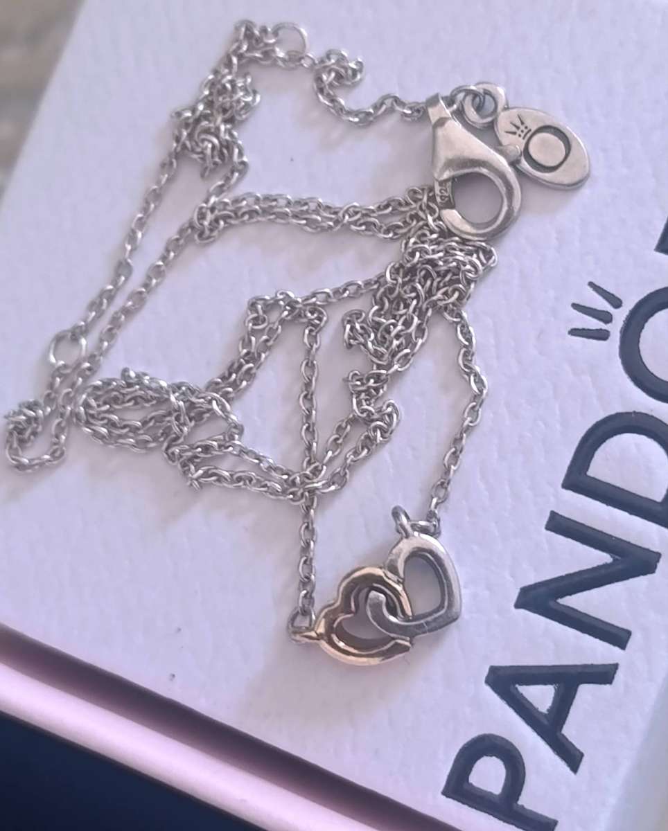 Pandora Gold&Silver Double Heart Necklace