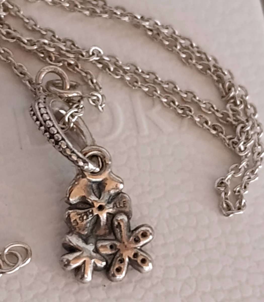 Pandora Sterling Poetic Bloom Pendant With Chain