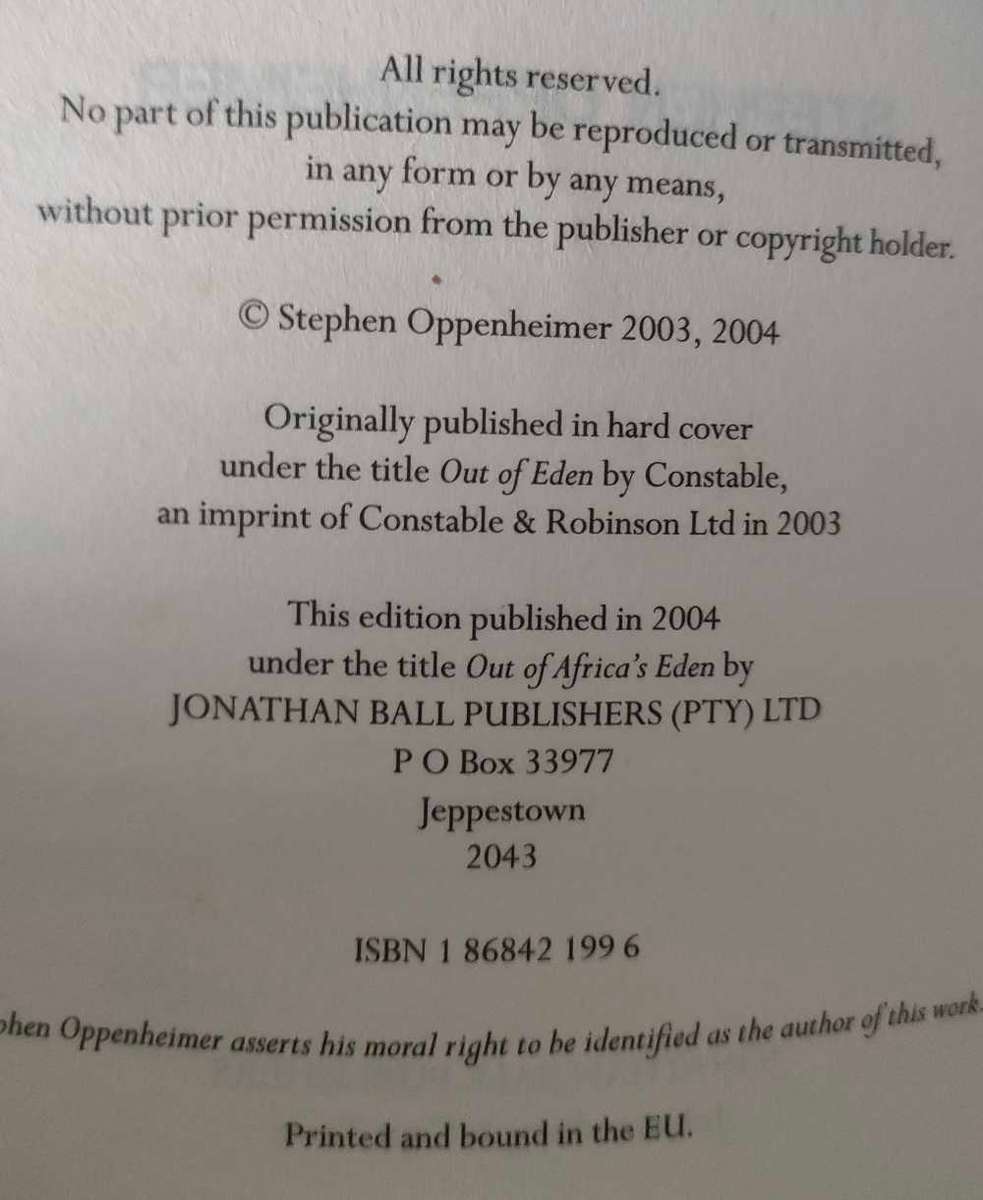 Out of Africa's Eden