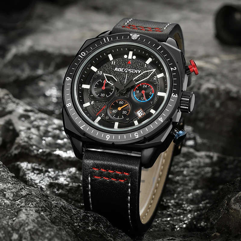 AOCASDIY A6016 Shock Resistant, Complete Calendar, Water Resistant, Quartz Chronograph