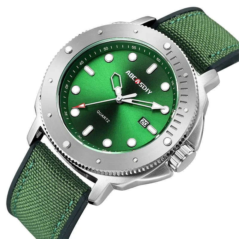 Green AOCASDIY A6022 Shock Resistant, Complete Calendar, Water Resistant, Quartz Wristwatch