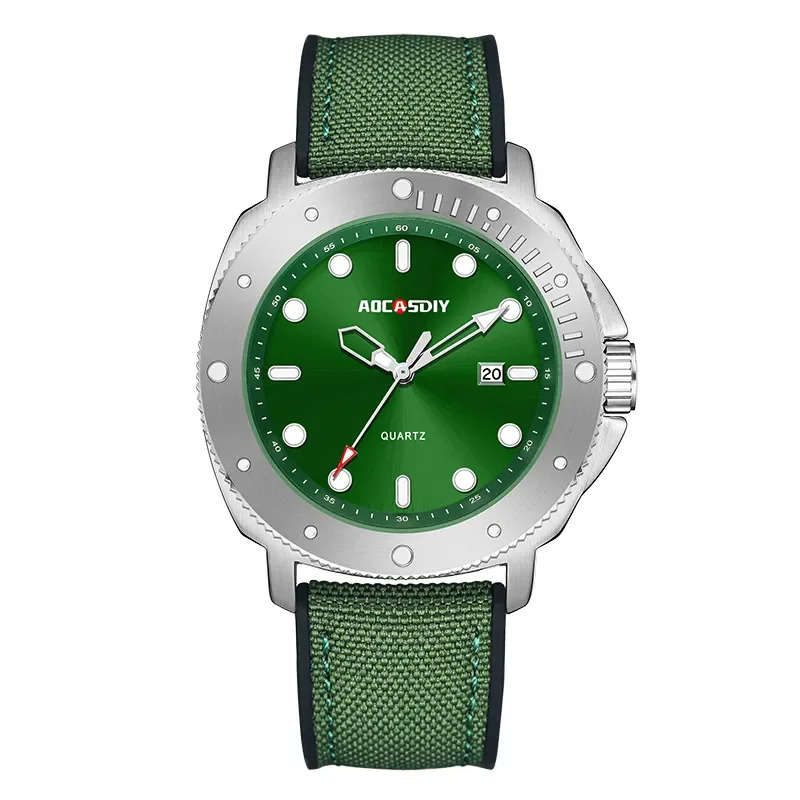 Green AOCASDIY A6022 Shock Resistant, Complete Calendar, Water Resistant, Quartz Wristwatch