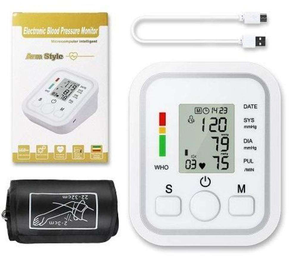 Portable Digital Blood Pressure Monitor  C-Type USB & Battery Operated | Upper Arm Cuff | Automatic
