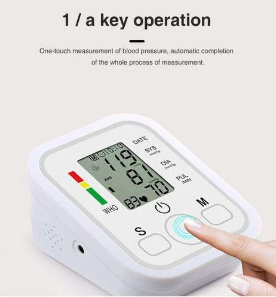 Portable Digital Blood Pressure Monitor  C-Type USB & Battery Operated | Upper Arm Cuff | Automatic