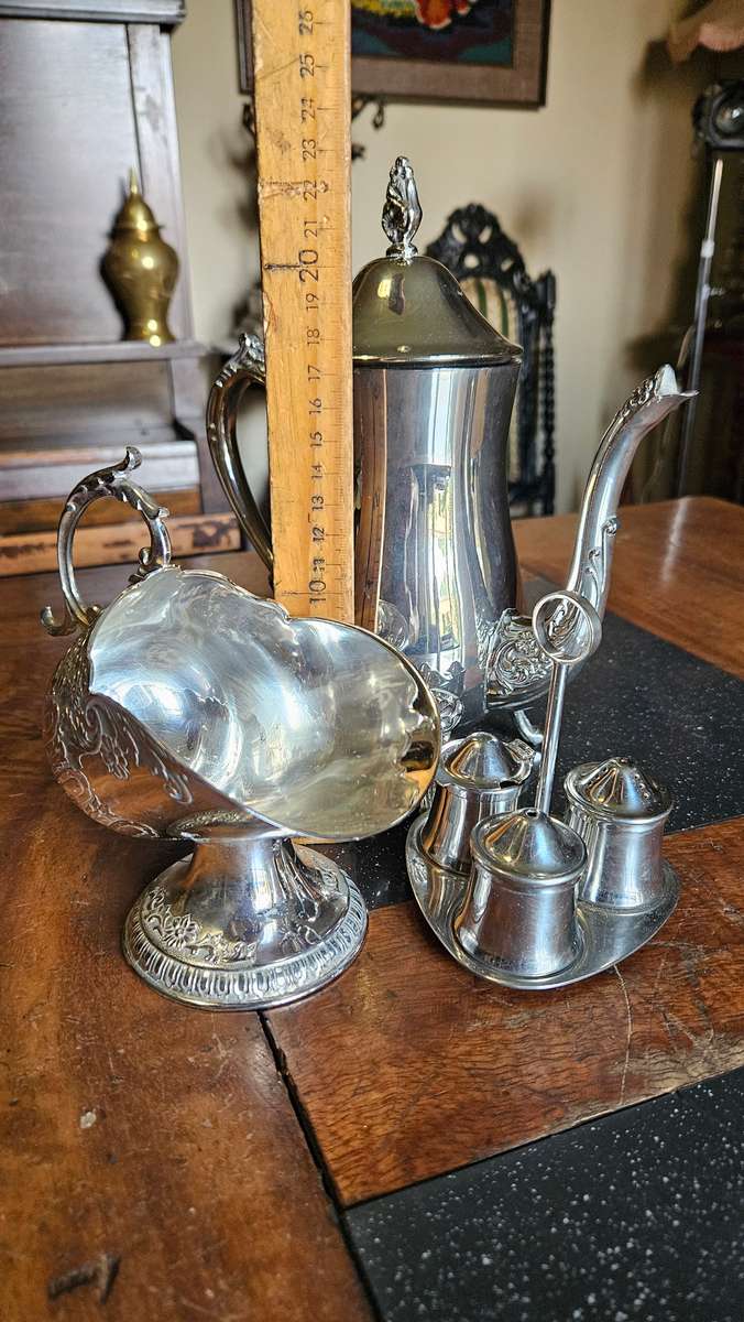 EPNS Ketlle, Sugar Bowl & Condiment Set